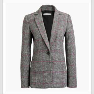 J.Crew Glen Plaid One Button Wool Blazer Jacket